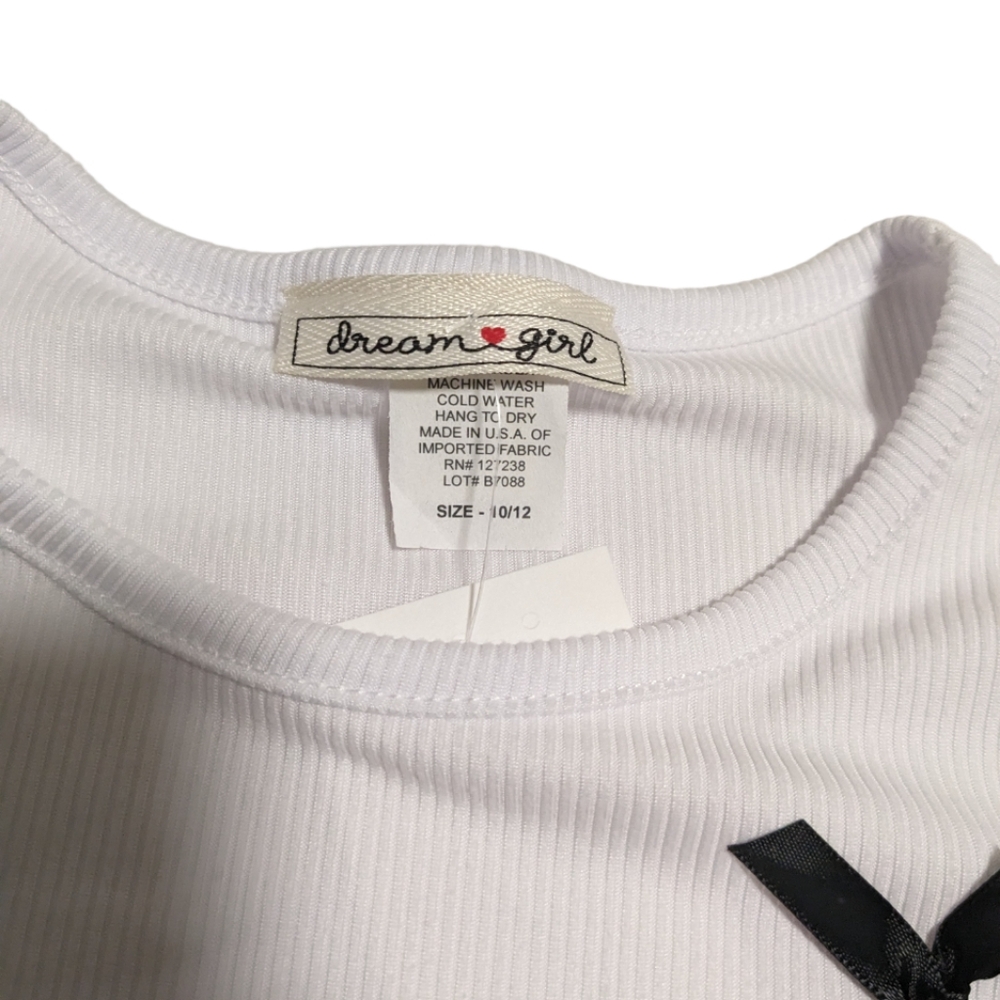 Coquette black bow top T-shirt with delicate feminine trim and crew neck - Picture 3 of 3